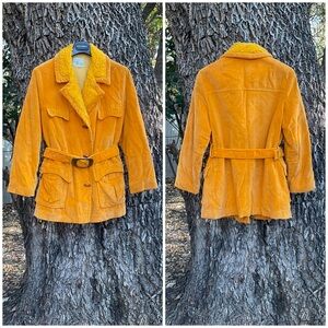 Vintage Yellow Belted Corduroy Jacket Size Medium